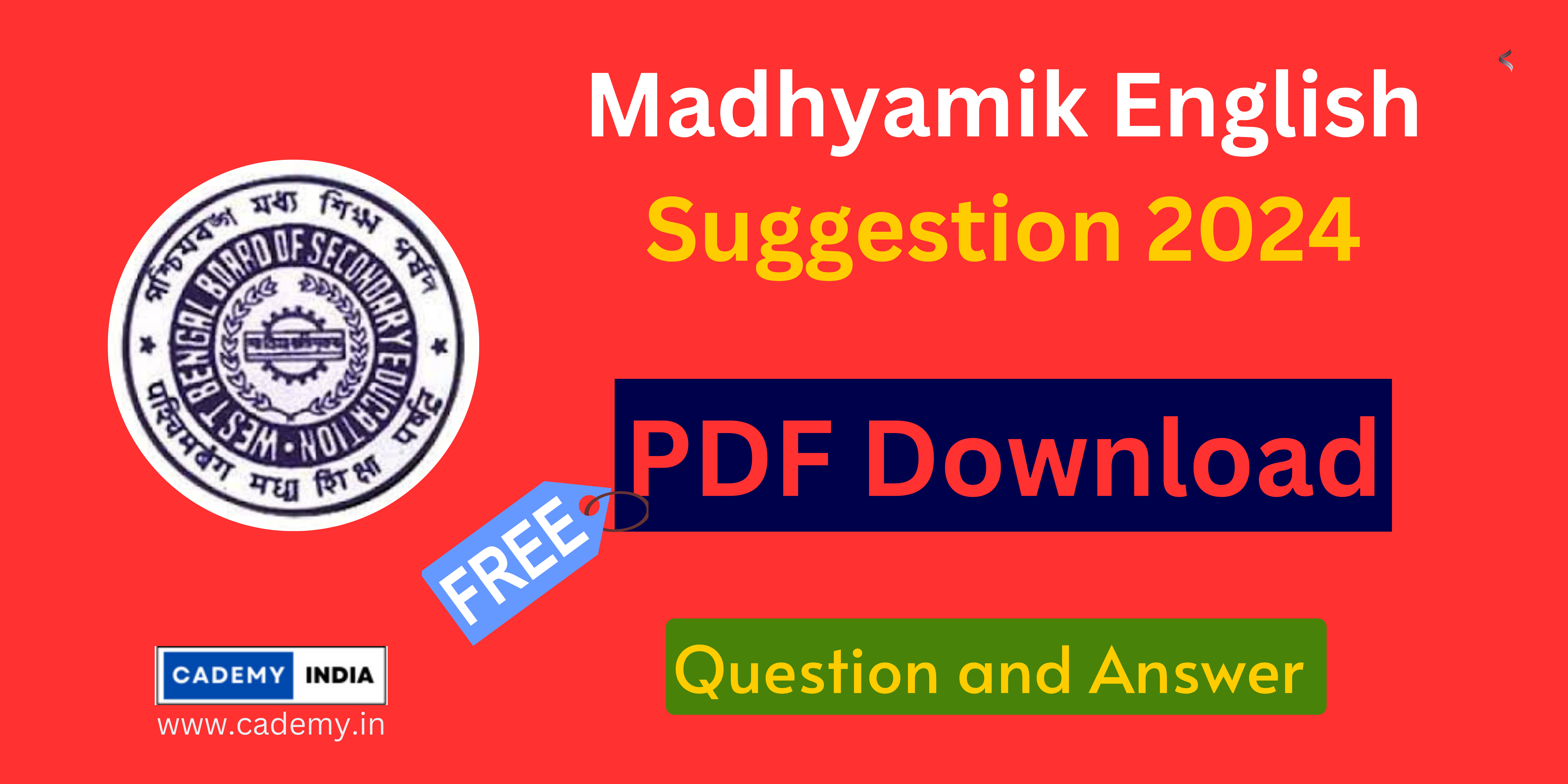 Madhyamik English Suggestion 2024 Free PDF Download | WBBSE Last-Minute Suggestion